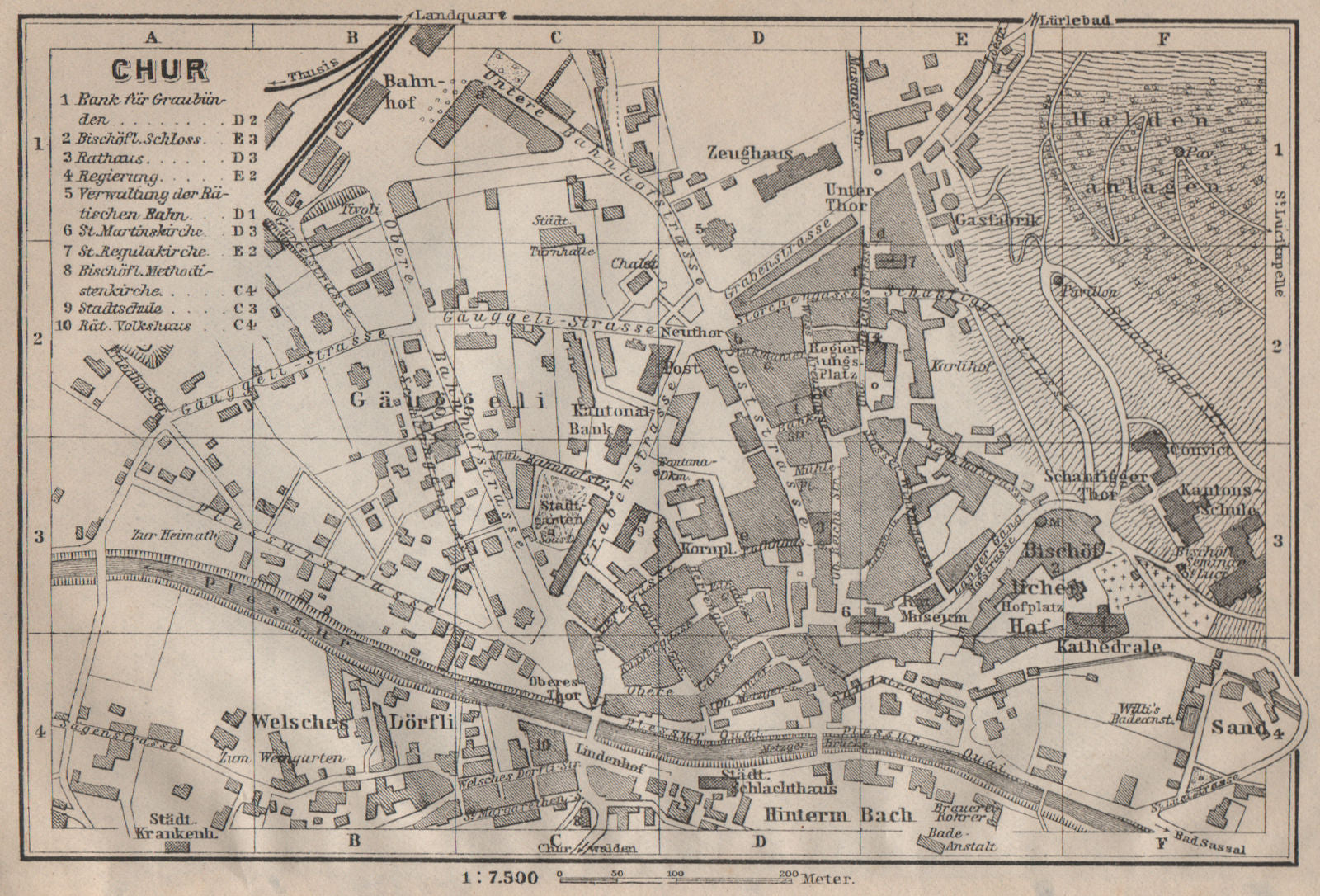 COIRE / CHUR. Chur. town city stadtplan. Switzerland Suisse Schweiz 1905 map